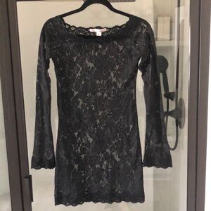 Victoria’s Secret black nylon lace dress lingerie Y2k romantic sexy stretch M
